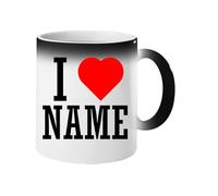 Excudo Trade LTD Personalised I Love Girlfriend Magic Mug Heat Reveal Custom Name Funny Gift for Boyfriend Girlfriend Colour Changing Mug - Black