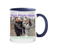 Excudo Trade LTD Personalised Mug with Coloured Handle - Custom Name Ceramic Coffee Cup - Fathers Day Birthday, Office or Home Use - 11oz Durable Printed Mug - Multiple Handle Colours - Black
