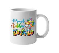 Excudo Trade LTD Proud Autism Dad Mug Autism Awareness Colorful Design Support Parent Gift Fathers Day Gift for Dad White Ceramic Coffee Cup Birthday Surprise White Mug