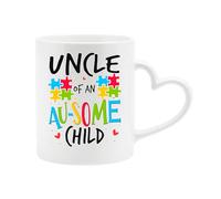 Excudo Trade LTD Uncle of an Ausome Child Heart Handle Mug Colorful Autism Awareness Gift for Loving Uncles Unique Birthday Present Coffee Cup Celebrating Support Pride Families - White