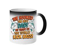 Excudo Trade LTD We Hooked The Best Dad Magic Mug Color Changing Fishing Fathers Day Gift for Daddy Funny Heat Reveal Coffee Cup Surprise - Black