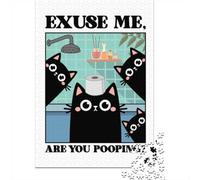 Excuse Me, Are You Pooping？ Cats 1000 Piece Jigsaw Puzzle, 70x50cm/1000pcs, for Adults, Screen-Free Activity, Focused Puzzle Time And Quiet Weekends
