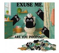 Excuse Me, Are You Pooping？ Cats Adult Jigsaw Puzzle, Wooden, 1000 Pieces | Colour and shape sorting: an activity that can be paused and resumed on weekends.