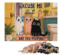 Excuse Me, Are You Pooping？ Cats Jigsaw Puzzle for Adults, 1000 Pieces | A focused indoor hobby: a simple way to organise the image during indoor leisure.