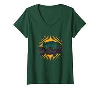 Excuse Me, I'm Actually A Delight - Witty Sunburst Quote V-Neck T-Shirt, Women, Forest Green, M