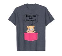 Excuse Me is It March Yet Pregnancy Announcement Girl T-Shirt, Men, Heather Blue, Medium