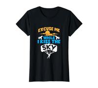 Excuse Me While I Kiss The Sky Funny Skydiver Sky Diving Value Graphic T-Shirt, Women, Black, XL