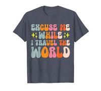 Excuse Me While I Travel The World T-Shirt, Men, Heather Blue, 4X-Large