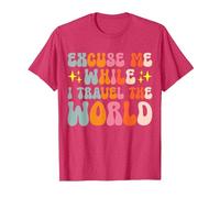 Excuse Me While I Travel The World T-Shirt, Men, Red Heather, 3X-Large