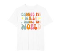 Excuse Me While I Travel The World T-Shirt, Men's Big and Tall, White, 5X Tall