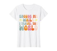 Excuse Me While I Travel The World T-Shirt, Women, White, 3X-Large