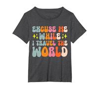 Excuse Me While I Travel The World T-Shirt, Women's Plus, Dark Heather Grey, 2X