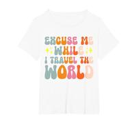 Excuse Me While I Travel The World T-Shirt, Women's Plus, White, 3X