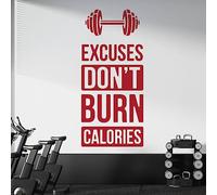 Excuses Don't Burn Calories - Gym Decal Wall Sticker Motivational Quote [XLarge] [Cherry]