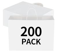 excvalues 200Pack Large Paper Gift Bags with Handles Bulk,16x6x12 Inch Kraft Bag Packaging Brown Paper Bags for Birthday Party (White)
