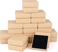 excvalues 48 Pack Cardboard Jewelry Gift Boxes 3.5x3.5x1 Inch Bulk Jewelry Packaging Small Jewelry Box with Lids for Necklace Ring Bracelet Earring(Brown)