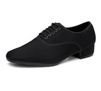 EXECAB Men Ballroom Dance Shoes, 2.5Cm Heel Dancing Shoe Latin Performance Practice Dance Shoes,Black,43