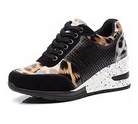 EXECAB Women Wedge Trainers 3.15" Heel Ladies Lace Up Sneakers Non-Slip Hidden Heel Platform Shoes Walking Wedding Shoes,Burst,8 UK