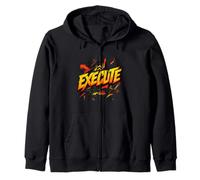 Execution Mindset Fitness Motivation Power Graphic Zip Hoodie