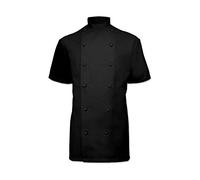 EXECUTIVE BLACK CHEFS JACKET, BANQUET COAT, BLACK POPPER BUTTONS, HALF SLEEVES, INS12H (LARGE)