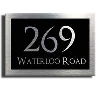 Executive Brushed Silver Aluminium House Number Plaque