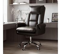 Executive Chair Leather Office Chair with Arms Height Adjustable Swivel Home Office Chair for Studying, Computer Chair with Wheels Task Chair,