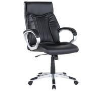 Beliani Executive Chair Swivel Triumph Faux Leather Black, Black