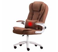 Executive Computer Chair, Fabric-Upholstered Ergonomic Office Chair with Height-Adjustable and Armrest-Adjustable Design, Includes Lumbar Support Pillow(Brown,Pillow)