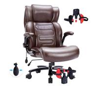 Executive Desk Chair with Thigh Exerciser, Big and Tall Office Chair-Adjustable Lumbar Support for Back Pain, Ergonomic High Back, Heavy Duty Metal Base& Extra Wide Seat
