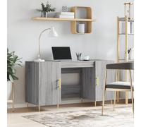 Executive Desk Grey Sonoma 140x50x75cm Engineered Wood Matte Storage 2 shelves.