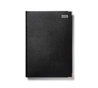 Executive Edition A4 2026 Diary Day A Page - Black Padded Cover, Silver Gilt Corners & Page Edges