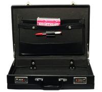 Executive Expandable Business Attache Briefcase Faux Leather Travel Bag Black