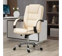 Executive High Back Office Chair Ergonomic Adjustable Swivel PU Leather VINSETTO Beige One Size