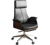 Executive Leather Chair Adjustable Office Chair Comfortable Soft President Computer Chair for Meetings Supports 330.7lbs Black Size: 115-122 x 55 cm