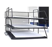 Executive Mesh Filing Front Loading Trays Document Letter Paper Wire Mesh Storage 3 Tiers (Black)