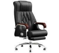 Executive Office Chair - Genuine Cowhide Adjustable Recline 90°-135° Heavy-Duty 200kg/440lbs Load Ergonomic Swivel Design for Comfort & Support