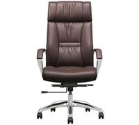 Executive Office Chair - Genuine Leather High-Back Ergonomic Swivel Task Chair with Adjustable Tilt & Height, L-Shaped Armrests for Home or Office