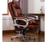 Executive Office Chair, High-Back Ergonomic Leather Chair with Footrest and Thick Padding, Reclining Computer Desk Chair