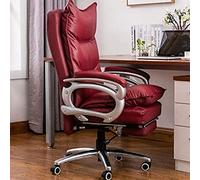 Executive Office Chair, High-Back Ergonomic Leather Chair with Footrest and Thick Padding, Reclining Computer Desk Chair
