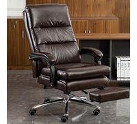 Executive Office Chair - High Back Leather Office Chair with Footrest and Thick Padding - Reclining Computer Chair with Textured Leather and Ergonomic Segmented Back(B-One Size