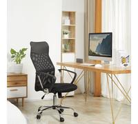 HOMCOM Executive Office Chair High Back Mesh Back Seat Desk Chairs, Light Grey - Black