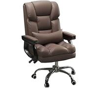 Executive Office Chair, PU Leather with Adjustable Height, Task Chair with Armrests, Ergonomic Lumbar Support, Swivel Wheels - White(Brown)