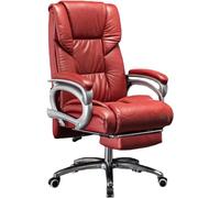 Executive Office Chair, Reclining PU Leather Chair with Foot Rest, Office Chair,High Back Office Desk Chair,Wine Red (Wine Red)