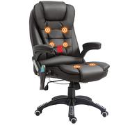 Executive Office Chair with Massage and Heat PU Leather Reclining Chair, Brown