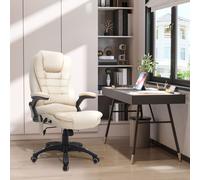 HOMCOM Heated Vibrating Massage Office Chair with Reclining Function, Beige
