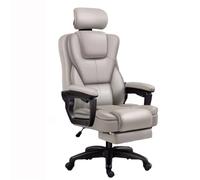 Executive Office Chair with Reclining Function, Footrest, Adjustable Armrests, and 360° Swivel - PU Leather, Brown/Grey, for Home or Office, Max 200kg(Gray)