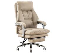 Executive Office Chair with Retractable Footrest, Adjustable Recline and Lift, 360° Swivel Feature for Home or Work Use