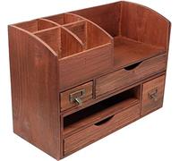 Executive Office Solutions Adjustable Wooden Desk Organizer For Desktop, Tabletop, Office or Counter - Wood Storage Shelf Rack For Office Supplies, Desk Accessories, or Mail - Cherry