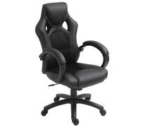 Vinsetto Gaming Chair Faux Leather Swivel Computer Racing Gamer Desk Chair for Home Office with Wheels, Black Black