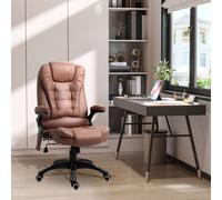 Vinsetto Office Chair, Ergonomic Desk Chair with 6-Point Massage and Back Heated, Linen-Feel Fabric Computer Gaming Chair with Adjustable Arms, Lumbar VINSETTO Brown One Size